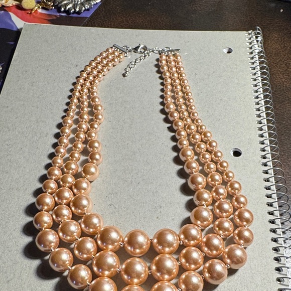 maybe kenneth jae lane Jewelry - Elegant Peach Multi-Strand Faux Pearl Necklace